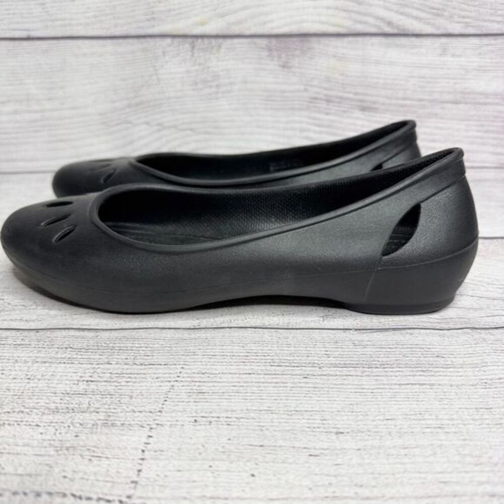 Crocs Iconic Comfort‎ Black Ballet Flats Slip On Work Shoes Casual Round Toe